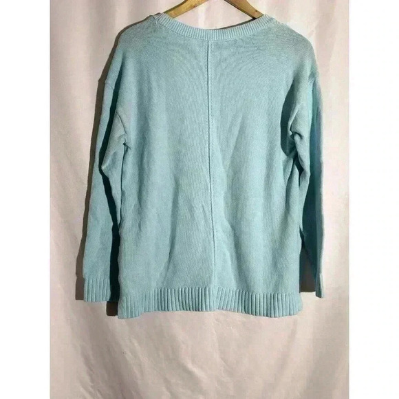 Talbots Sweater Womens Med Blue Drop Shoulder Crew Neck Soft Medium Weight Tunic - Picture 6 of 7